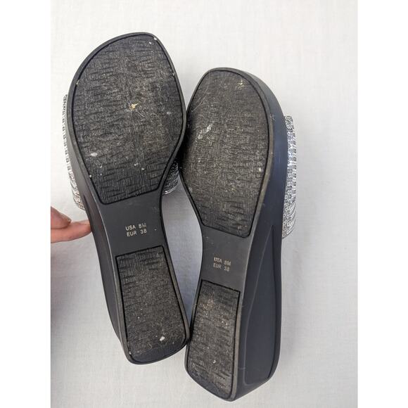 Nina Platform Sandals Size 8 Sequin Silver Metallic Y2K Chunky Sole Party Date - Picture 6 of 10